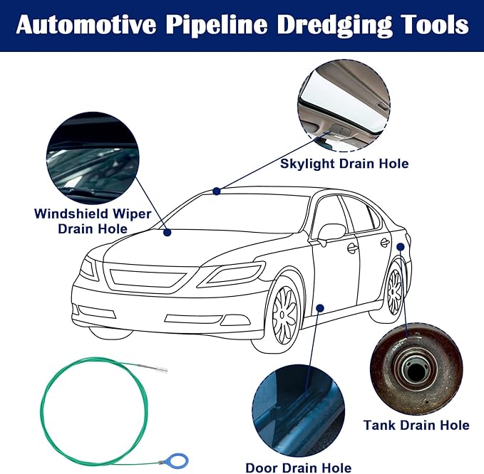 2 Sets Sunroof Drain Cleaning Tool, 78 Inch+118Inch Long Pipe Cleaner Roof Snake Tool for Car Cleaning, Tube Brush, Rain Gutter