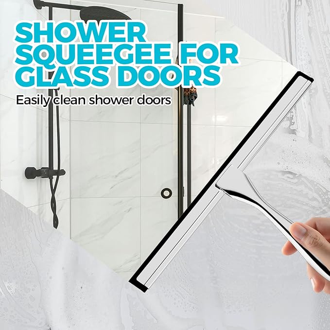 2 Pack Stainless Steel Rustproof Squeegee for Shower Glass
