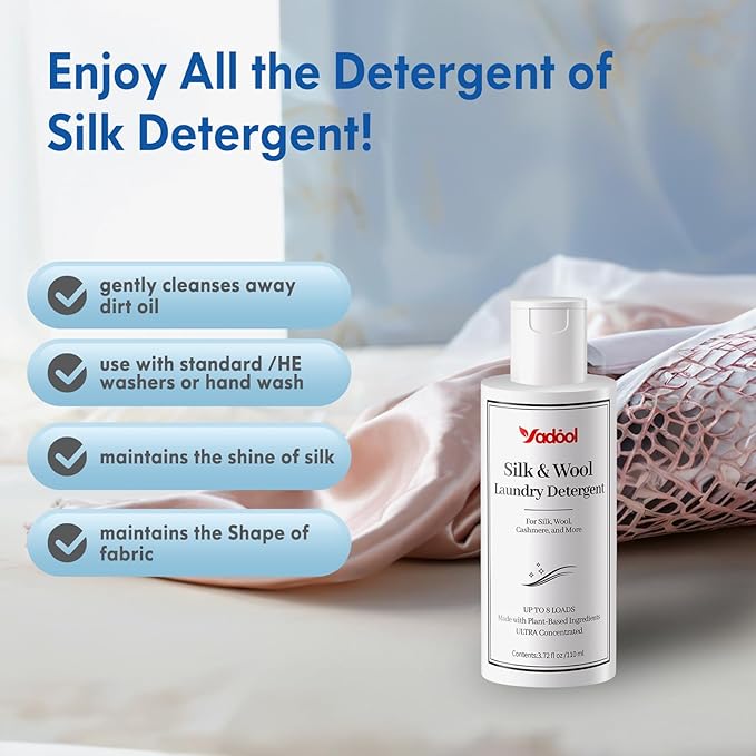 Silk & Wool Laundry Detergent, PH Neutral Cashmere Detergent, Double Concentrated Wash Shampoo for Silk, Wool, Cashmere, Gentle, Soft & Comfortable -3.72 Fl Oz/110ML