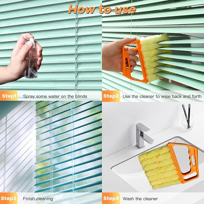 AOCEAN 6 Pcs Blind Cleaner Duster Tool 7-Finger Dusting Cleaner Tool for Window & Air Conditioner Handheld Mini Duster Brush for Wood Blinds Dust Dirt