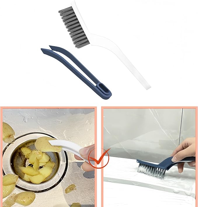 53''Grout Cleaning Brush with Long Handle,Grout Cleaner Brush for Tile Floors ,2 in 1 V-Grout Scrubber for Crevice, Tile Line, Shower, Kitchen, Bathroom
