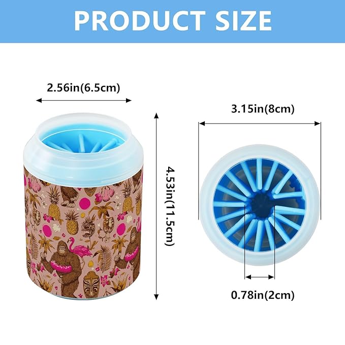 Dog Paw Cleaner Cups for Dogs Pets Foot Washer Paw Scrubber for Medium Small Cats Dogs Cleaning Cup Tropical Pineapple Animal Flamingo