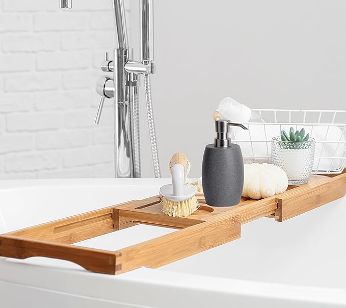 Sandstone Textured Resin Soap Dispenser with Metallic Pump and Waterproof Bottle Labels for Bathroom Kitchen Dish Hand Wash Shower Lotion Shampoo, 12 Oz, Gray