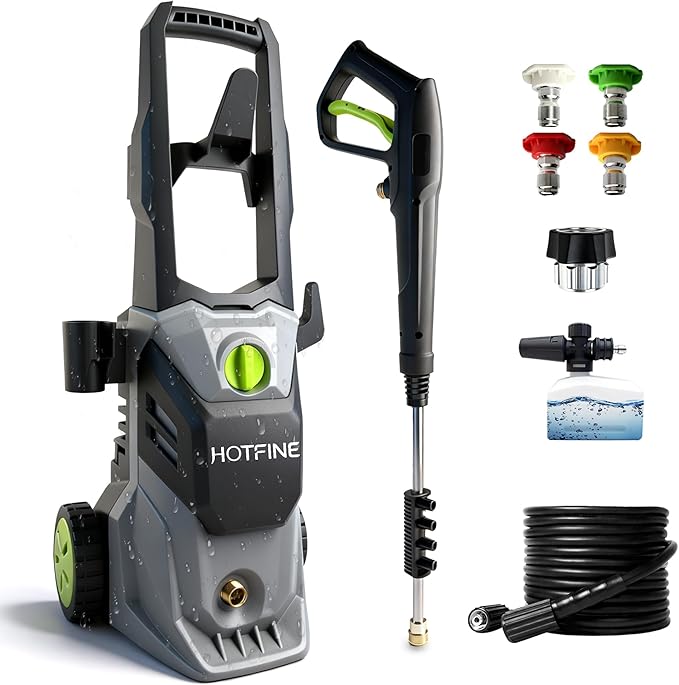 Pressure Washer, Power Washer with Foam Cannon High Pressure Washer for Cars, Decks, Fences, Patios and Driveway,Decks,High Pressure Cleaning Machine with 4 Nozzles