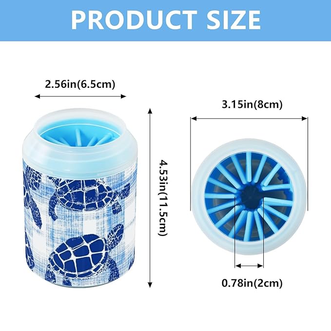 Dog Paw Cleaner Cups for Dogs Pets Foot Washer Paw Scrubber for Medium Small Dogs Cats Cleaning Cup Blue Sea Turtle Tie Dye
