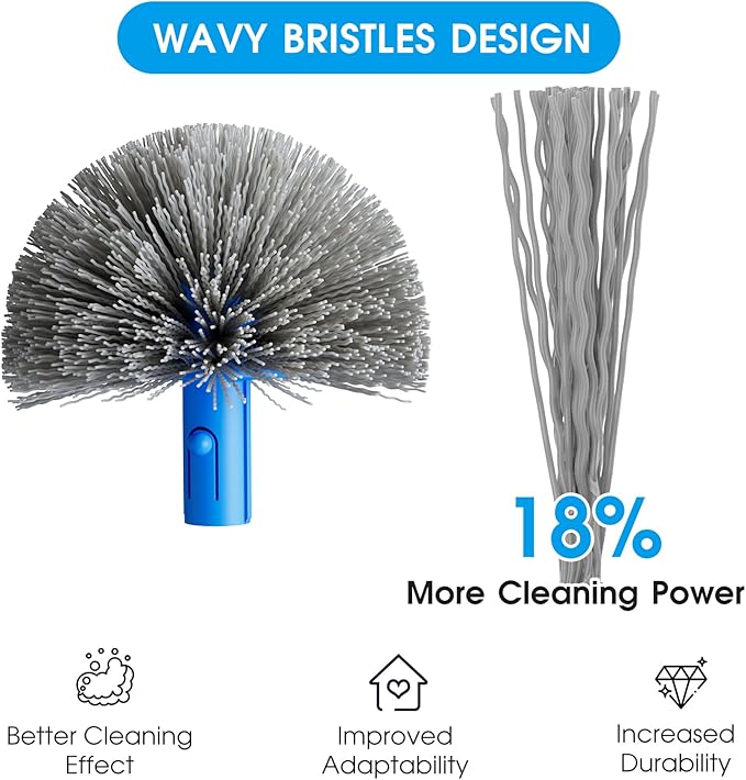 Pool Cleaning Kit Full Set - 17.5'' Self-Repair Pool Nylon Net Fine Mesh & 17.5'' Detachable Rounded End Pool Brush & 10 Ft Pool Pole, for Above Ground In-ground Pools, Spas, Hot Tubs