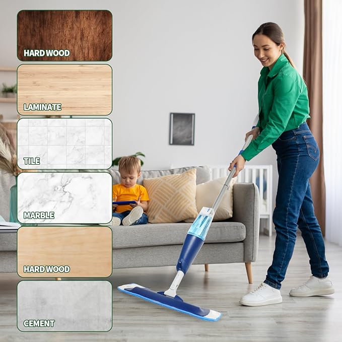 4 Pack Microfiber Cleaning Pads Compatible with Bona Mop, Reusable Microfiber Mop Pads for 18 Inch Mop, Hardwood Floor Replacement Cleaning Mop Pads, Machine Washes