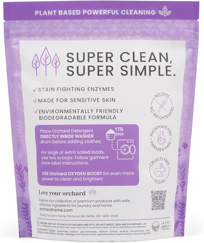 Orchard Laundry Detergent Powder Natural Deep Cleaning Laundry Powder for Sensitive Skin - Lavender Chamomile - Plant Based Effective Ingredients - 90 Loads - Enzyme-Powered, Eco Friendly Detergent