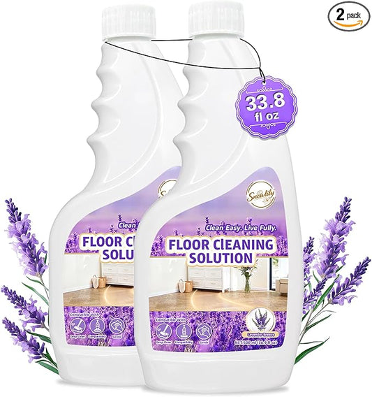 2 Pack Floor Cleaner Solution for Hardwood & Tile Floors, Compatible with Roborock, Eufy, Dreame, iRobot Roomba Robot Vaccum and Mop & Wet Dry Vacuum Cleaners, 1:100 Dilution Ratio (Lavender Breeze)