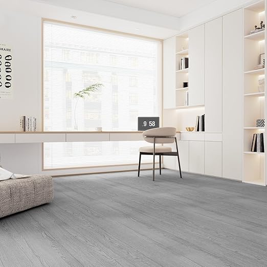 3D Peel and Stick Floor Tile Vinyl Roll Wood Plank Sticker 23"x393"/64 Sq.Ft, for Home Apartment Room Self Adhesive Easy DIY Removable Waterproof Thicken Floor Covering Gray Wood