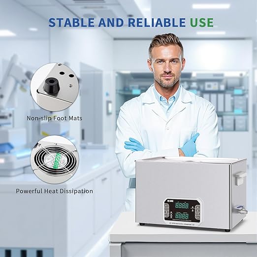 DK SONIC Professional Ultrasonic Cleaner 30L, 600W Heavy-Duty Sonic Cleaner with Timer,Heater&Touch Control, Multi-Application for Motorcycle Engines, Carburetors, Chains (Include Basket)
