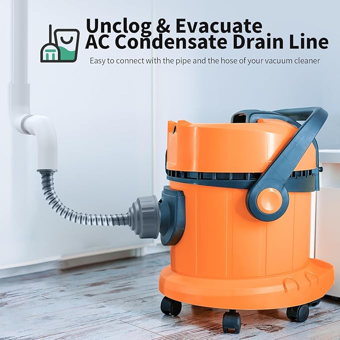 AC Drain Line Cleaner, A/C Condensate Drain Line Cleaner Adapter, hvac tools, Universal Fit AC Drain Line Unclogger, Compatiable With Most PVC Pipe Sizes, Easy To Use, Grey