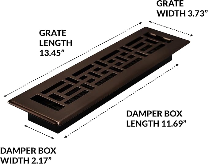 Decor Grates AJH212-RB Oriental Floor Register, 2x12 Inches, Rubbed Bronze Finish