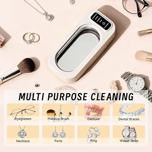 48kHz Ultrasonic Jewelry Cleaner Machine,350ml Stainless Steel Tank,4 Modes for Eyeglasses,Rings,Jewelry & More,Touch Screen Control,Gift for Wife,Mom,Daughter