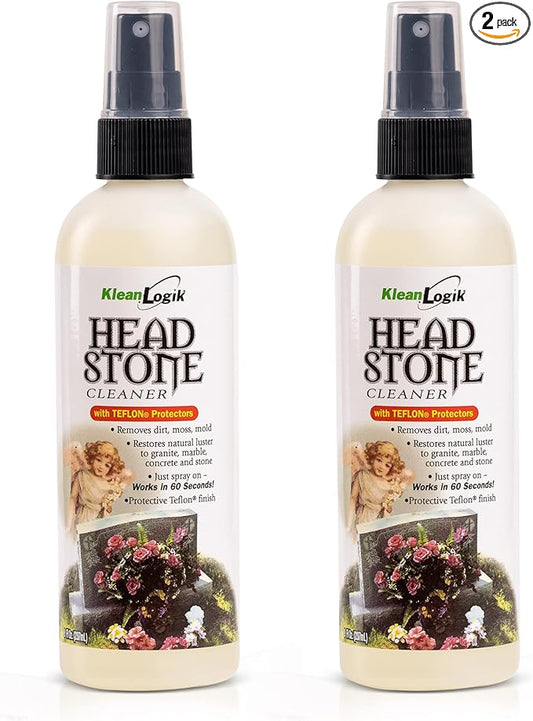 Headstone Cleaner For Graves & Memorials, Tombstone Cleaner Solution Removes Dirt & Plant Growth To Restore Natural Luster To Granite, Marble, Slate, Concrete, Limestone & Stone, 2-Pack