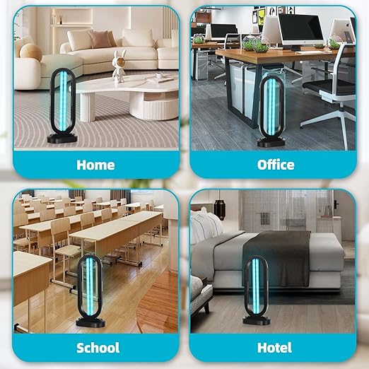 UV Light Sanitizer,4-Speed Timing and Remote Control UVC Home Disinfection Device,Ultraviolet Light Sanitizer for Dust Mites,UV Lamp for Whole Room,Black