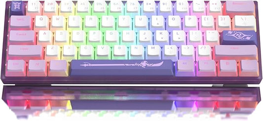 Womier 60% Percent Keyboard,WK61 V2 Mechanical RGB Wired Gaming Keyboard,Hot-Swappable Creamy Key Board with PBT Keycaps,Linear Red Switch for Windows/MAC (Purple)