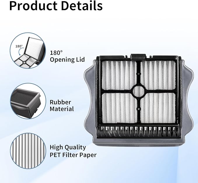 keluke Roller Brush and Filter Replacement Compatible with Tineco iFloor 3/ Floor One S3 Cordless Vacuum Cleaner, Replacement Parts Include 3 Brush Rollers, 3 Filters