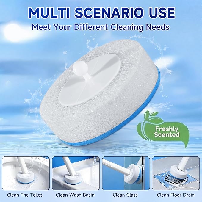Disposable Toilet Brush Set with 48 Refills for Hygienic Bathroom Cleaning. Toilet Bowl Cleaner Wand Kit Used for Deep Cleaning in Home & Apartment
