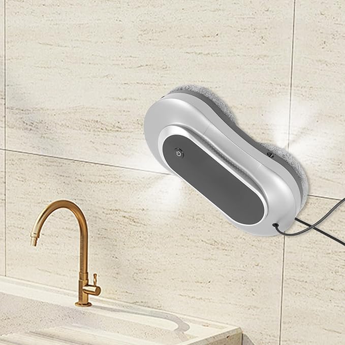 Window Cleaner Robot W/Remote Control, Dual Direction Auto-Spray Smart Window Cleaner, Silver Gray Smart Glass Cleaning Robot, Window Washer Robot, Automatic Smart Robot Cleaner for Windows, Mirrors