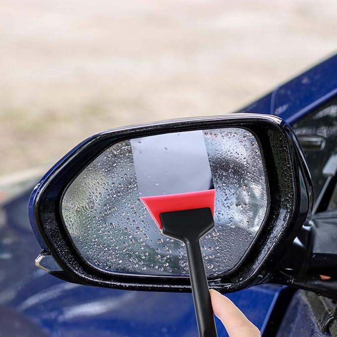 3Pcs Window Tint Squeegee, Rubber Mini Squeegee with Anti Slip Handle, All Purpose Vinyl Wrap Tool Kit for Car Corner Window Windshield Glass Mirror