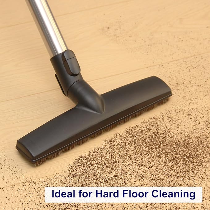 Portek 12" Hard Floor Brush Replacement Compatible with Miele Vacuum Cleaners, Upgraded Horsehair Bristles Floorhead Vacuum Attachment with Wheels, Ideal for Hardwood Cleaning, 2.5" Low Height, Black
