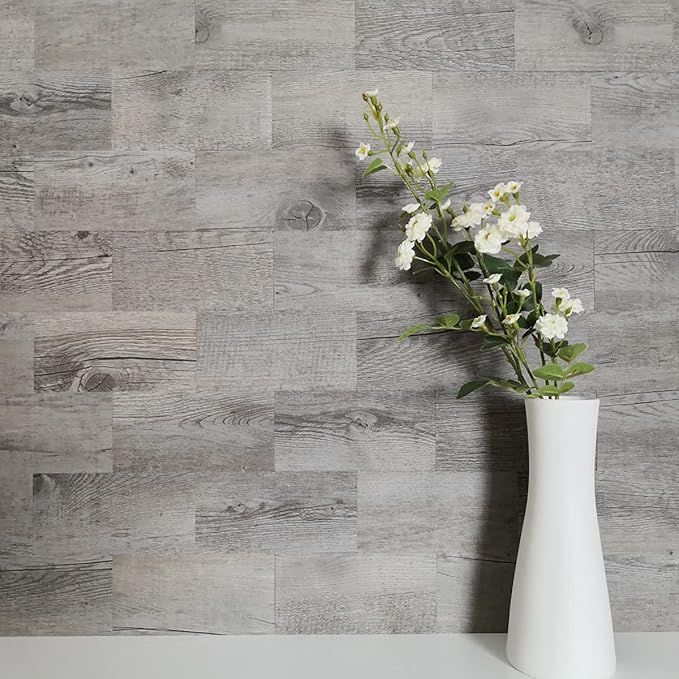 AULIGET Peel and Stick Backsplash PVC Tile, 3" x 6" Dover Gray Stick on Tiles for Backsplash Kitchen and Bathroom, 4 Pieces