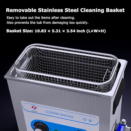 6.5L Jewelry Cleaner Ultrasonic Machine Knob Control Heated Ultrasonic Cleaner for Carburetor Glasses Parts etc