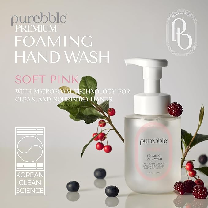 Soft Pink Foaming Hand Wash with Hyaluronic Acid, Berry Scent | Hydrating | Botanical Extracts | For Kitchen and Bathroom | Cruelty Free Sulfate Free | 2 Pack