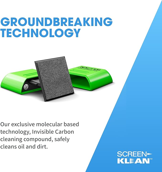 CarbonKlean ScreenKlean Tablet Screen Cleaner - Compatible with iPad, Android & Amazon Tablet - with Carbon Microfiber Tech-Injected Green-1 Count (Pack of 1)