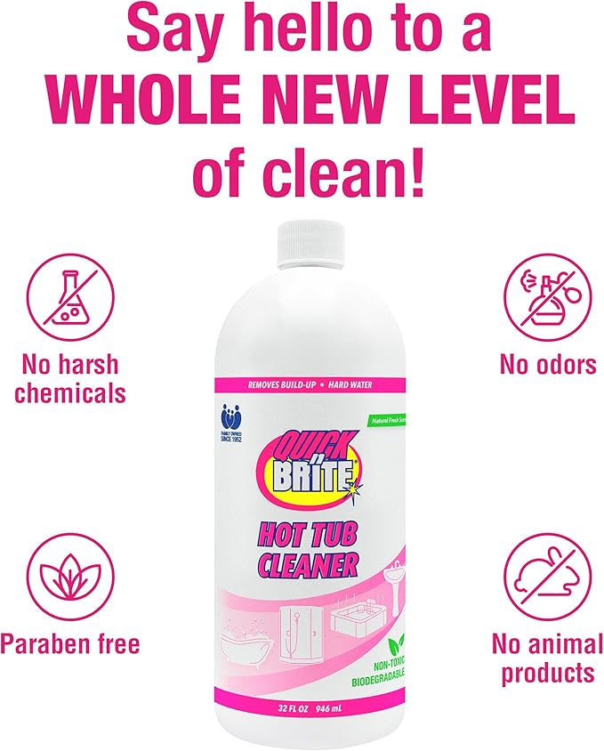 Quick 'n Brite Heavy Duty Hot Tub Cleaner - Non-abrasive Cleaning Gel, 32 oz. (Packaging May Vary)