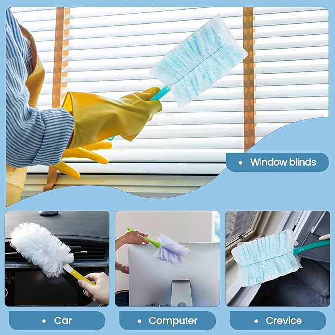 Duster Refills Bulk Compatible with Swiffer Dusters Swiffer Microfibre dust Cleaner for Cleaning Home, Office, Furniture (Color Mixing, 60 PCS (180°+360°))