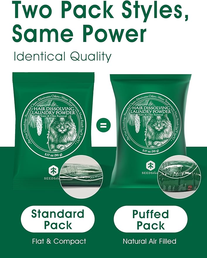 Pet Hair Remover for Laundry - Hair Dissolving Laundry Powder, Laundry Detergent & Stain Remover for Clothes, Dog Hair Remover, Cat Hair Remover, 96.7% Pet Hair Dissolving Rate, 2 Sachets