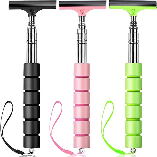 3 PCS Side Mirror Squeegee,Car Mirror Squeegee,Retractable Car Rearview Mirror Wiper,Portable Car Cleaning Tool for Rainy Foggy Weather,Universal Car Accessories(Black/Pink/Green)