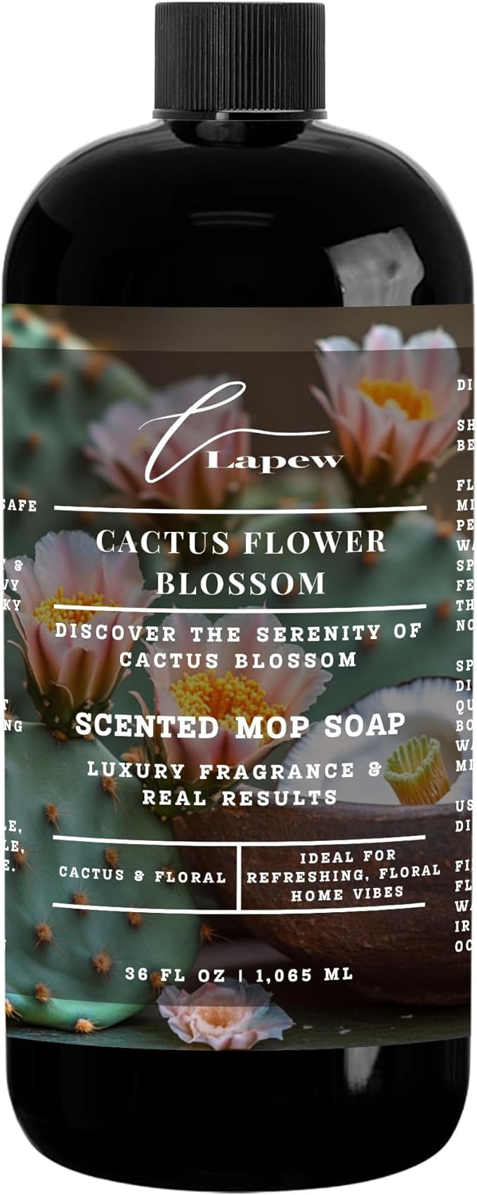 Luxury Floor Cleaner, Scented Mop Soap Concentrate | Hard Floor Cleaner for Tile, Vinyl, Laminate, LVP & Sealed Hardwood | Low-Foam, Streak-Free | 36 oz | Cactus Flower Blossom