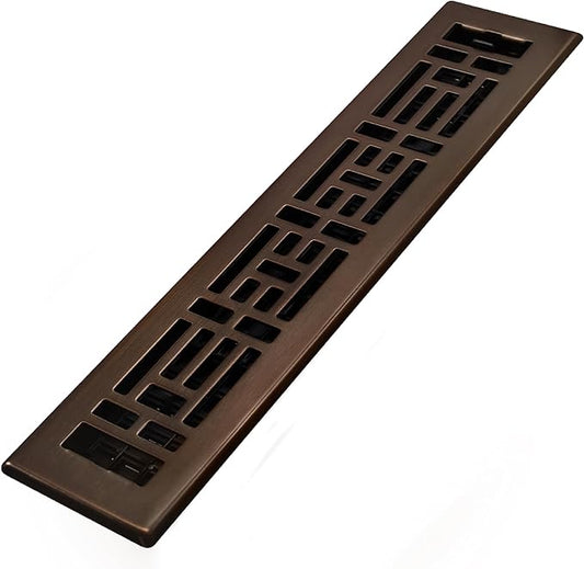 Decor Grates AJH214-RB Oriental Floor Register, 2x14 Inches, Rubbed Bronze Finish