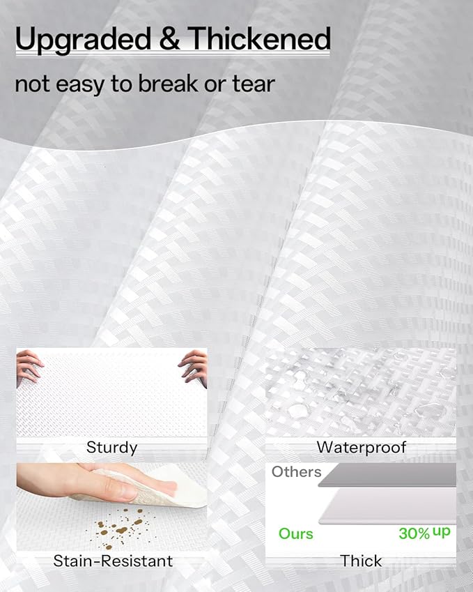 Shelf and Drawer Liner for Kitchen Cabinet, Non-Adhesive 24in x 120in Waterproof Contact Paper Refrigerator Liners Thickened Durable EVA Material Non Slip Mat for Dresser Cupboard Pantry Protector
