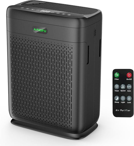 Air Purifiers for Home Large Room with Remote Up to 3000 Sq Ft, H13 Hepa Double-Sided Air Filter Purifier with PM 2.5 Display Air Quality Sensor, Washable Pre-Filter Air Cleaner for Dust, Pets, Smoke
