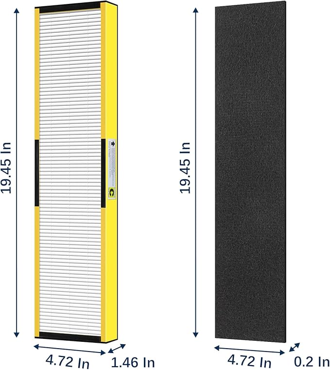 FLT5000 Filter-C HEPA Compatible with Germ-Guardian AC5000 AC5000E AC5250 AC5300B AC5350B AC5350W Air Purifier, 3 True HEPA with 6 Pre-Filters