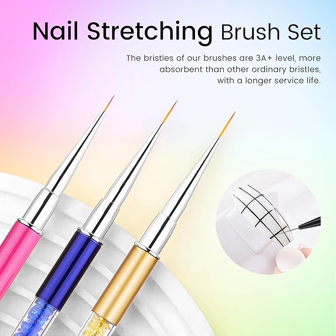 AIJIMEI Gel Polishing Nail Liner Brush 5pcs Of Painting Art Nail Liner Brush Outline Beautiful Patterns.