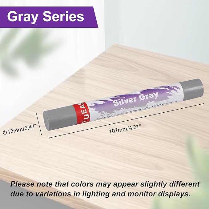 Wood Repair Wax Crayons & Filler Sticks Kit (20 Colors), Fix Scratches, Holes, Cracks on Furniture, Wood Floors, Cabinets, Stairs, Touch Up Markers for Hardwood & Carpentry (Gray Series)