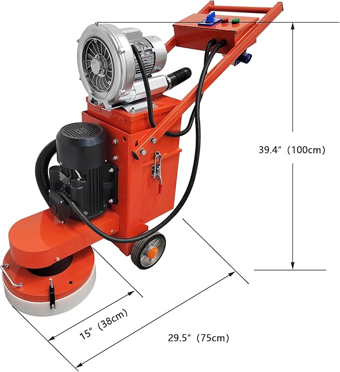 Concrete Floor Grinder Polishing Buffer Machine Hand-Push Cement Ground Grinder 20L Dust Bucket for Epoxy Terrazzo Floor with Blower 220V