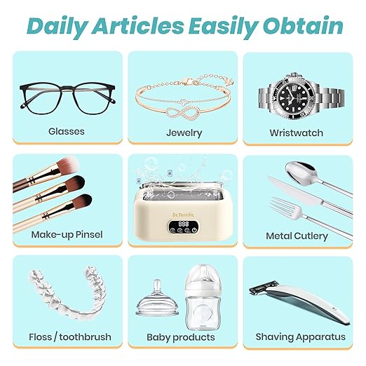 Ultrasonic Jewelry Cleaner, 48KHz Ultrasonic Cleaner Machine for Jewelry, Glasses, Rings, Retainers, Watch Strap, Dentures, 304 Stainless,M9B102