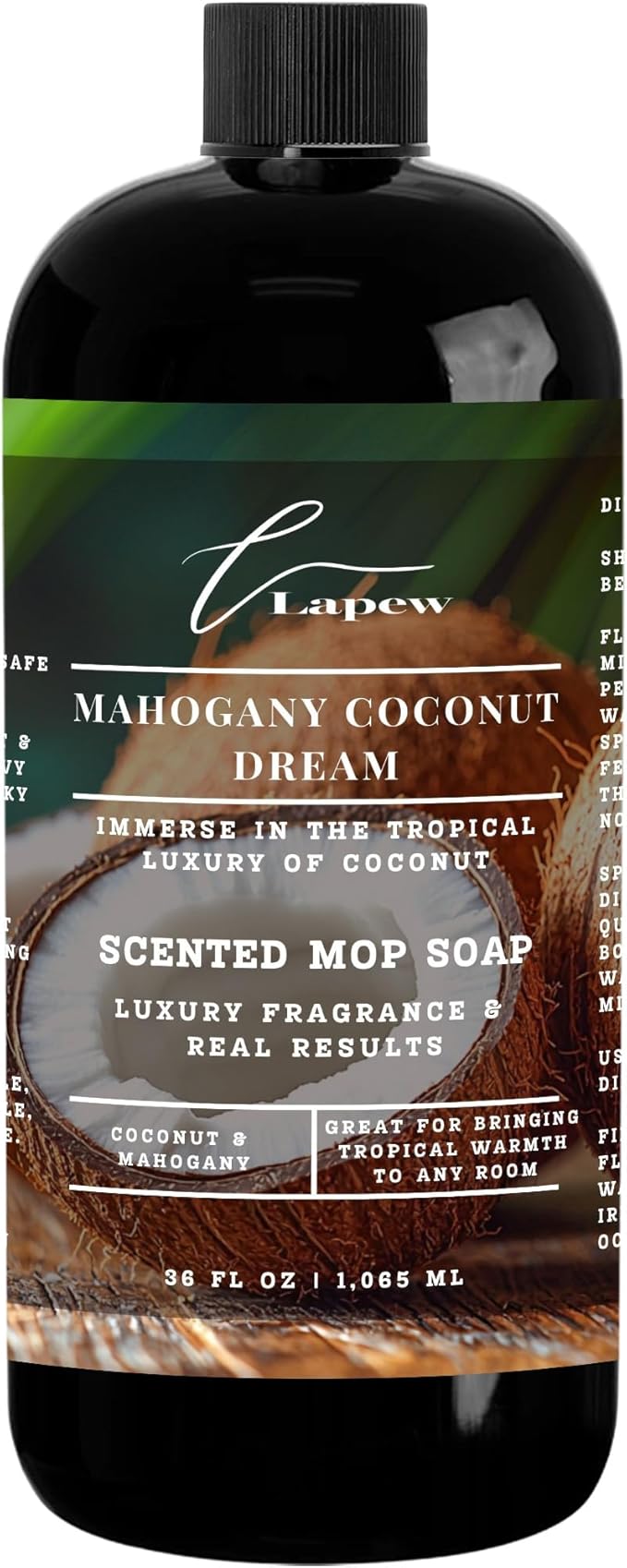 Mahogany Coconut Dream Scented Mop Soap Concentrate 36 oz | Premium Fragranced Floor Cleaner | Streak-Free | Hard Floor Cleaning Solution | Eco Friendly | Made in USA