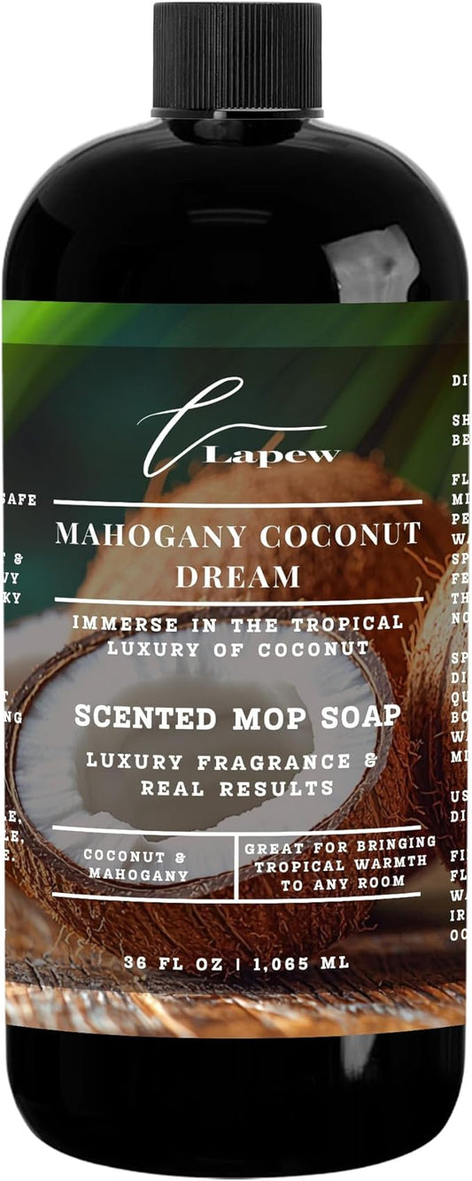Mahogany Coconut Dream Scented Mop Soap Concentrate 36 oz | Premium Fragranced Floor Cleaner | Streak-Free | Hard Floor Cleaning Solution | Eco Friendly | Made in USA