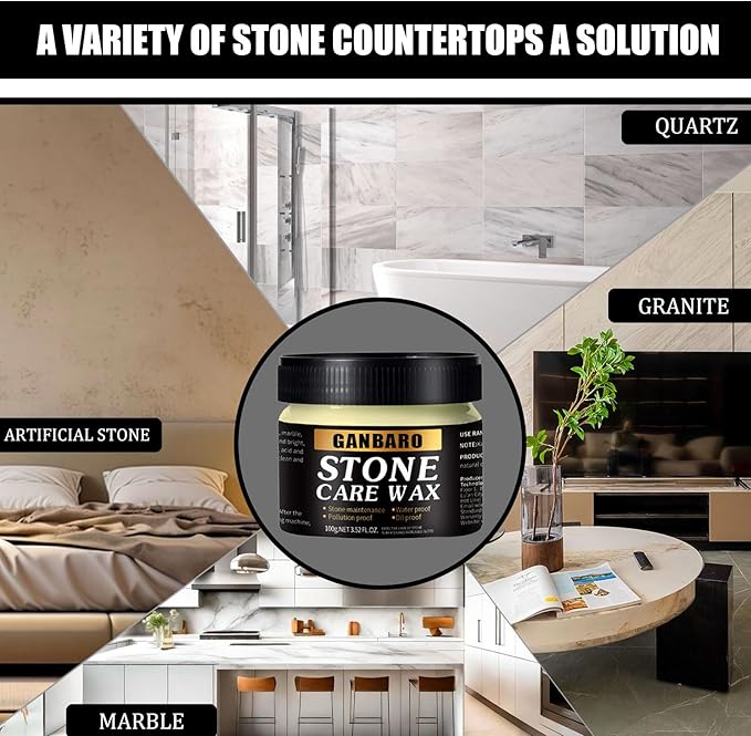 Granite Cleaner and Stone Polish Care Wax 3.5 oz Restores Shine and Nourishes Stone Surfaces - Suitable for Granite Countertops and Quartz - Floor Wax for Long-lasting Brilliance 100 g