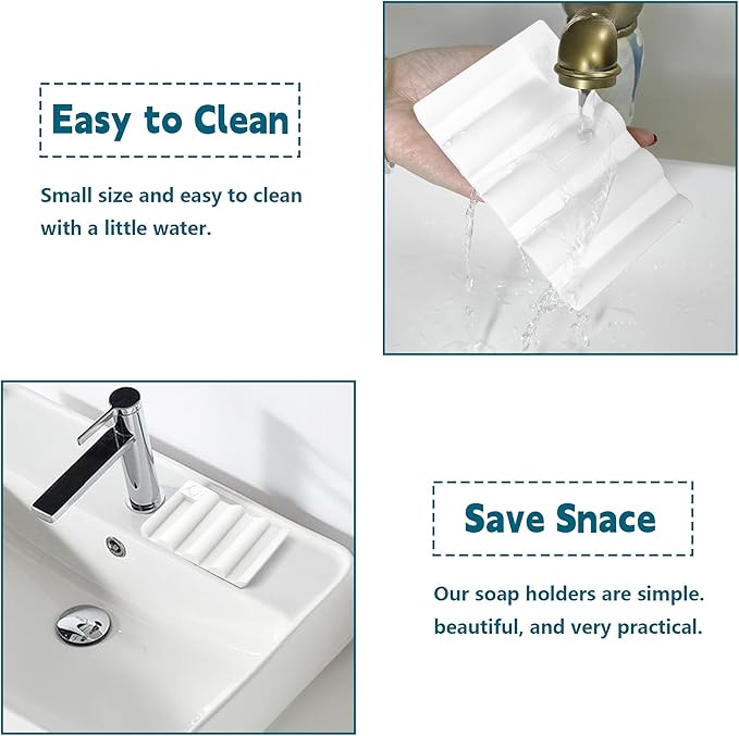Silicone Soap Dish,Self Draining Soap Holder Perfect for Shower,Bathroom Sink,Kitchen Sink & Travel,Non-Slip Bar Soap Holder Extend Soap Life,Keep Soap Bars Dry & Easy Cleaning White-1Pcs