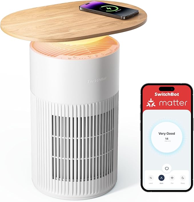SwitchBot Air Purifier for Home Large Room up to 3620 ft², Pet Mode, Support Matter, 20dB, Washable Pre-filter, Aromatherapy, Works with Alexa, Google Home, Apple Home, Ideal for Odor, Dust & Pet Hair