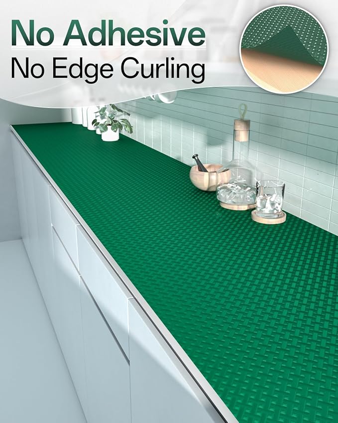 Shelf and Drawer Liner for Kitchen Cabinet, Non-Adhesive 24in x 360in Waterproof Contact Paper Refrigerator Liners Thickened Durable EVA Material Non Slip Mat for Dresser Cupboard Pantry Protector