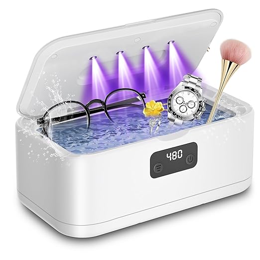 snawowo Ultrasonic Jewelry Cleaner Machine- 28oz/800ml 49KHz Professional Retainer Cleaner |5 Timers LED Display |304 Stainless Steel Tank for Jewelry, Dentures, Retainers, Glasses, Rings, Watch Strap